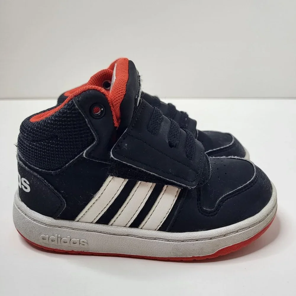 ADIDAS KIDS BLACK/WHITE HOOK & LOOP PBB 698007 SNEAKERS TODDLER‎ SIZE 8K